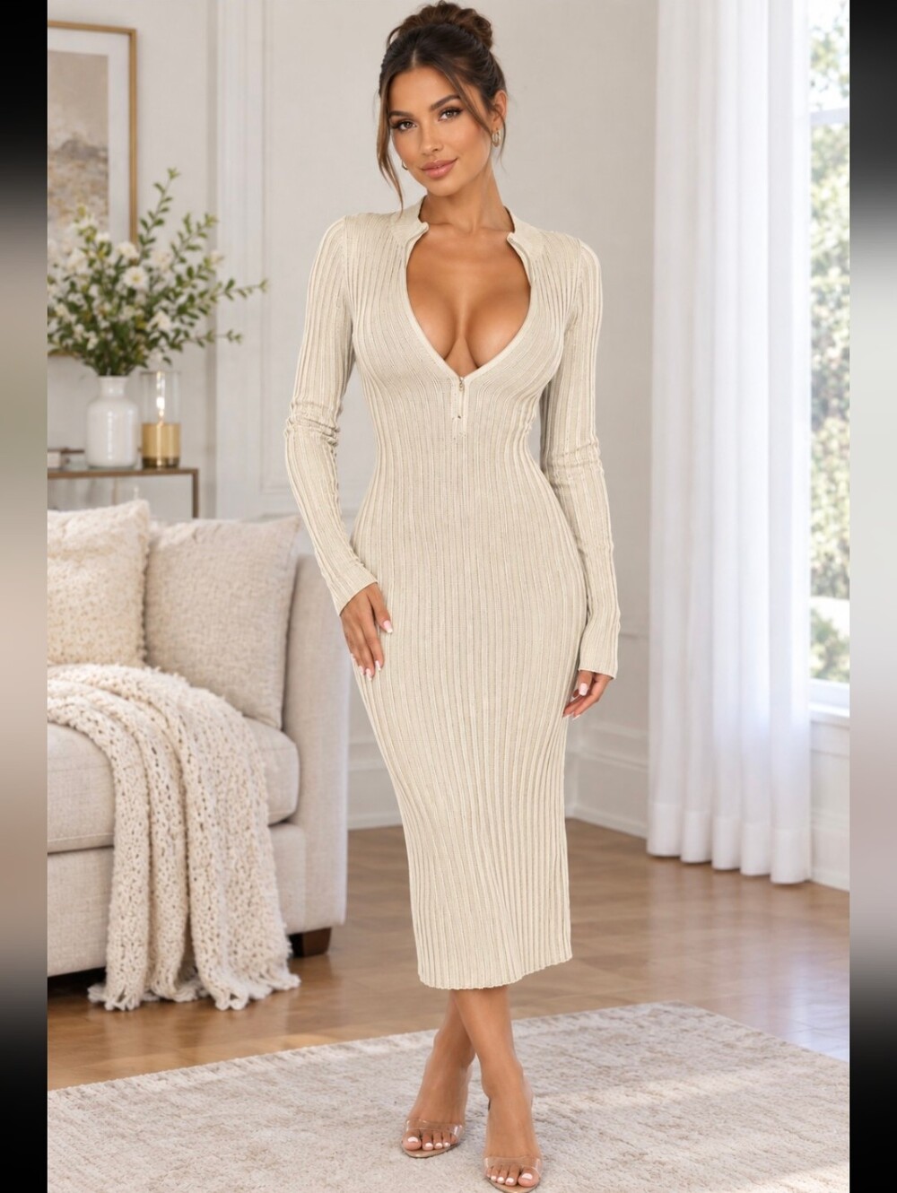 🩵💜 Keeping You Warm Sweater Maxi Dress CREAM 🩵💜